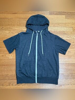 Men’s (Small) OHOO Slim Fit Zip Up Short Sleeve Hoodie with Kanga Pocket EUC
